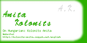 anita kolonits business card